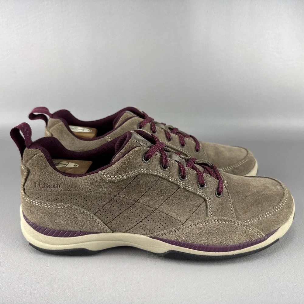 LL Bean Beansport Shoes Womens Size 10 Brown Suede Leather Athletic Hiking Trail
